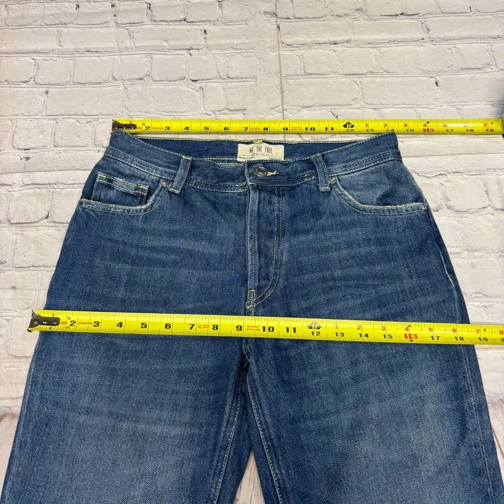 Free People We The Free Women Wide Leg Jeans Size 26 Distressed Denim D120 -12